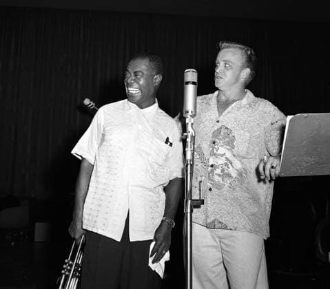 RECORD DATE NOT STATED Gary Crosby and Louis Armstrong 1955 Photo by Gabi Rona EDITORIAL USE ONLY  Copyright: x