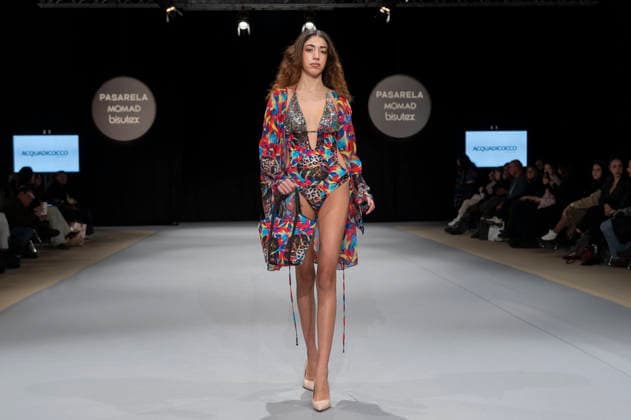February 9, 2026, Madrid, Madrid, Spain: The model walks the runway at the MOMAD International Fashion Show, wearing designs by students from the ACQUADICOCCO, Madrid School of Fashion Design), Madrid, (02.06.26) Madrid Spain  - ZUMAc312 20260209_zsp_c312_036 Copyright: xOscarxManuelxSanchezx