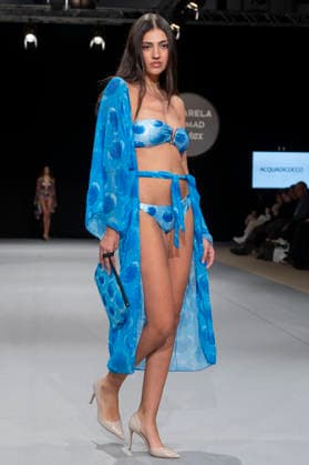 February 9, 2026, Madrid, Madrid, Spain: The model walks the runway at the MOMAD International Fashion Show, wearing designs by students from the ACQUADICOCCO, Madrid School of Fashion Design), Madrid, (02.06.26) Madrid Spain  - ZUMAc312 20260209_zsp_c312_038 Copyright: xOscarxManuelxSanchezx