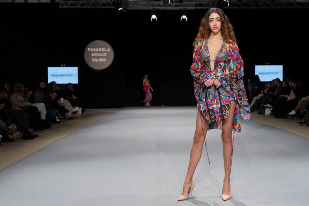February 9, 2026, Madrid, Madrid, Spain: The model walks the runway at the MOMAD International Fashion Show, wearing designs by students from the ACQUADICOCCO, Madrid School of Fashion Design), Madrid, (02.06.26) Madrid Spain  - ZUMAc312 20260209_zsp_c312_060 Copyright: xOscarxManuelxSanchezx