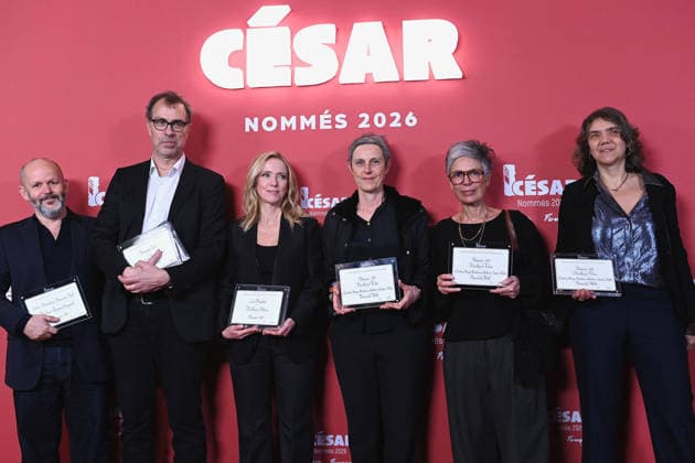 Cesar Nominees Dinner - Paris Gilles Marchand, Dominik Moll, Lea Drucker, Carole Scotta, Caroline Benjo and Barbara Letellier attend the Cesar 2026 - Nominee Dinner at Le Fouquet s on February 09, 2026 in Paris, France. Photo by Franck Castel ABACAPRESS.COM Paris France  Copyright: xCastelxFranck ABACAx