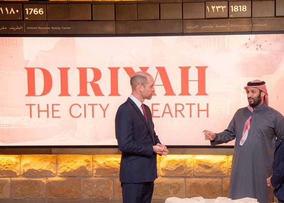 Prince William Meets Mohammed bin Salman - Riyadh Saudi Crown Prince Mohammed bin Salman (also known as MBS) and England’s Prince of Wales William tour At-Turaif, a UNESCO World Heritage Site in Diriyah, near Riyadh, Kingdom of Saudi Arabia, on February 9, 2026. Photo by Balkis Press ABACAPRESS.COM Riyadh Saudi Arabia  Copyright: xBalkisxPress ABACAx
