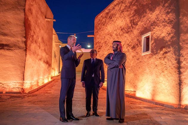 Prince William Meets Mohammed bin Salman - Riyadh Saudi Crown Prince Mohammed bin Salman (also known as MBS) and England’s Prince of Wales William tour At-Turaif, a UNESCO World Heritage Site in Diriyah, near Riyadh, Kingdom of Saudi Arabia, on February 9, 2026. Photo by Balkis Press ABACAPRESS.COM Riyadh Saudi Arabia  Copyright: xBalkisxPress ABACAx