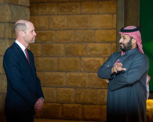 Prince William Meets Mohammed bin Salman - Riyadh Saudi Crown Prince Mohammed bin Salman (also known as MBS) and England’s Prince of Wales William tour At-Turaif, a UNESCO World Heritage Site in Diriyah, near Riyadh, Kingdom of Saudi Arabia, on February 9, 2026. Photo by Balkis Press ABACAPRESS.COM Riyadh Saudi Arabia  Copyright: xBalkisxPress ABACAx
