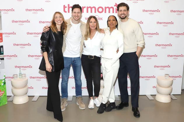 Nora Dietrich, Doc Felix, Bettina Graf, Barbara Becker und Chris Wackert beim Longevity & Thermomix Event im kju.studio. Hamburg, 10.02.2026