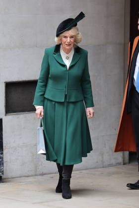 . 10 02 2026. London, United Kingdom. Queen Camilla leaving a service to mark the 650th Anniversary of the Guild of St Bride s, at St Bride s Church in London .  xStephenxLockx xi-Imagesx IIM-26558-0004