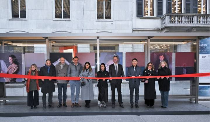 Milan, Italy The Luxury Icons inauguration and presentation at the MonteNapoleone District, the initiative included in the program of the Cultural Olympics of Milan Cortina 2026. In the photo: institutional ribbon cutting with Alessia Cappello, Councilor for Economic Development and Labor Policies of the Municipality of Milan, Guglielmo Miani, president of MonteNapoleone district, Barbara Ricci, CEO of Giorgio Linea, Annalisa Cardinale, director of RODO, Stefano Mologni, Chen Man, photographer of the exhibition with other event organizers. Copyright: xNickxZonnax xipa-agency.netx xNickxZonnax IPA_Agency_IPA71223126
