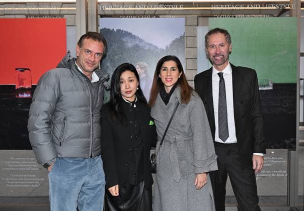 Milan, Italy The Luxury Icons inauguration and presentation at the MonteNapoleone District, the initiative included in the program of the Cultural Olympics of Milan Cortina 2026. In the photo: Alessia Cappello, Minister for Economic Development and Labor Policies of the Municipality of Milan, Guglielmo Miani, President of the MonteNapoleone District, Stefano Mologn, organizer of the exhibition, Chen Man, photographer of the exhibition  Copyright: xNickxZonnax xipa-agency.netx xNickxZonnax IPA_Agency_IPA71223159