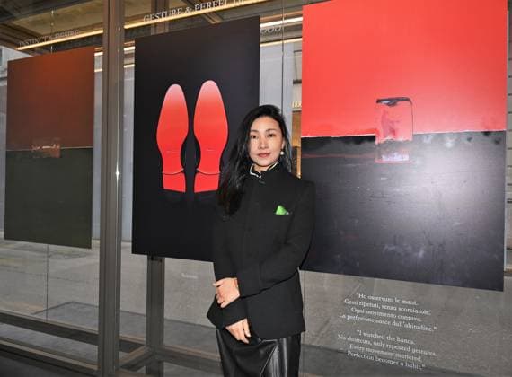 Milan, Italy The Luxury Icons inauguration and presentation at the MonteNapoleone District the initiative included in the program of the Cultural Olympics of Milan Cortina 2026 In the photo: Chen Man photographs the exhibition  Copyright: xNickxZonnax xipa-agency.netx xNickxZonnax IPA_Agency_IPA71223168