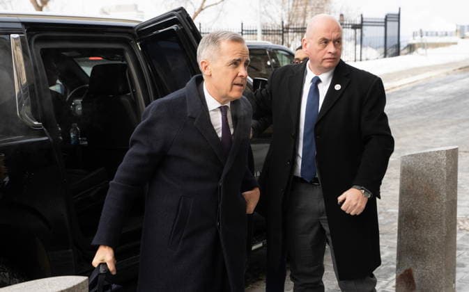 February 10, 2026, Ottawa, On, Canada: Prime Minister Mark Carney arrives on Parliament Hill in Ottawa, Tuesday, Feb. 10, 2026. Ottawa Canada  - ZUMAc35_ 20260210_zaf_c35_103 Copyright: xAdrianxWyldx