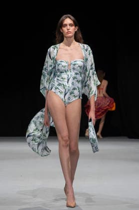 February 10, 2026, Madrid, Madrid, Spain: The model walks the runway at the MOMAD International Fashion Show, wearing designs by students from the ACQUADICOCCO, Madrid School of Fashion Design), Madrid, (02.06.26) Madrid Spain  - ZUMAc312 20260210_zsp_c312_045 Copyright: xOscarxManuelxSanchezx