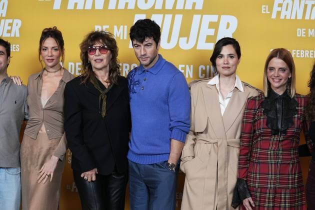 Marco Caceres, Maria Hervas, Maria Ripoll, Javier Rey, Loreto Mauleon and Macarena Gomez at photocall film El Fantasma de mi mujer in Madrid on Tuesday, 10 February 2026. Cordon Press 