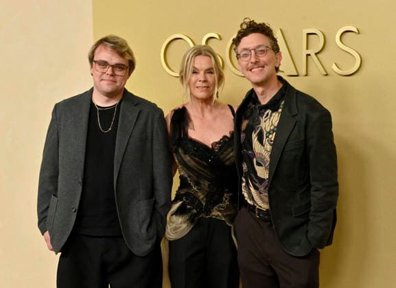 Pavel Talankin, Helle Faber and David Borenstein attend the 98th annual Oscars nominees luncheon at the Beverly Hilton Hotel in Beverly Hills, California on Tuesday, February 10, 2026.  LAP20260210633 JIMxRUYMEN