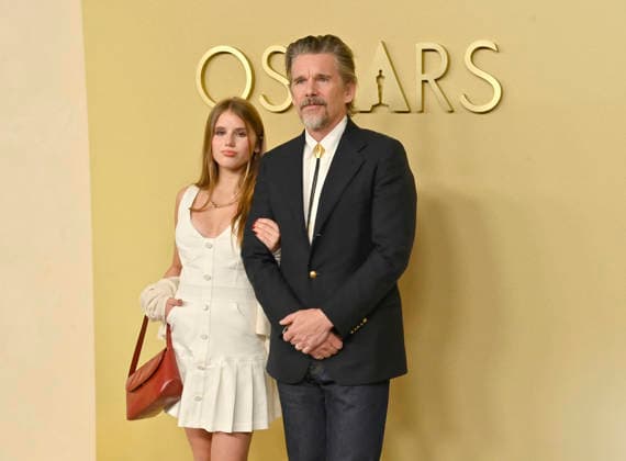 Indiana Hawke and Ethan Hawke attend the 98th annual Oscars nominees luncheon at the Beverly Hilton Hotel in Beverly Hills, California on Tuesday, February 10, 2026.  LAP20260210723 JIMxRUYMEN