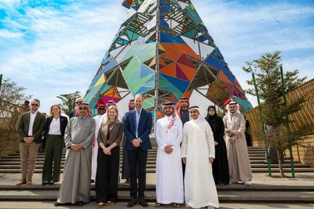Prince William Tours Sports Boulevard - Riyadh Saudi Minister of Sports Prince Abdulaziz bin Turki Al-Faisal (2nd from right) receives Prince William, Prince of Wales and heir apparent to the throne of the United Kingdom of Great Britain and Northern Ireland (center), at Sports Boulevard in Riyadh, Kingdom of Saudi Arabia, on February 10, 2026. Photo by Balkis Press ABACAPRESS.COM Riyadh Saudi Arabia  Copyright: xBalkisxPress ABACAx