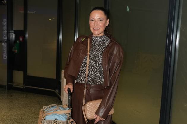 RTL Dschungelcamp - Frankfurt 2026. Simone Ballack bei der Rueckkehr der Dschungelcamp-Kandidaten der RTL-Reality-TV-Show - Ich bin ein Star – Holt mich hier raus! aus Australien am 11.02.2026 am Flughafen Frankfurt am Main. Frankfurt Flughafen Hessen