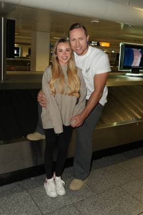 RTL Dschungelcamp - Frankfurt 2026. Patrick Romer und Annelie Henze bei der Rueckkehr der Dschungelcamp-Kandidaten der RTL-Reality-TV-Show - Ich bin ein Star – Holt mich hier raus! aus Australien am 11.02.2026 am Flughafen Frankfurt am Main. Frankfurt Flughafen Hessen