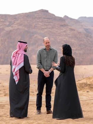 Prince of Wales visit to Saudi Arabia day three, 11 February 2026 11 02 2026. AlUla, Medina, Saudi Arabia. The Prince of Wales during a visit to AlUla, a 7,000-year-old archaeological area in Saudi™s Medina region. The Prince visited the Sharaan Nature Reserve, where he will met Bassim Al Balawi, Lead Ranger and heard about their work to protect and conserve wildlife and the natural world. His Royal Highness stopped at the Alqaliba Mountain Viewpoint where he met a group of Saudi Rangers who shared an overview of the conservation efforts in Sharaan and their commitment to the local community. The Prince heard about the land restoration programme from the RCU™s Habitat and Restoration team and was invited to plant an acacia tree alongsid  Copyright: xPetexMaclainex xAvalonx 1073966883