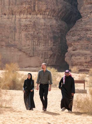 Prince of Wales visit to Saudi Arabia day three, 11 February 2026 11 02 2026. AlUla, Medina, Saudi Arabia. The Prince of Wales during a visit to AlUla, a 7,000-year-old archaeological area in Saudi™s Medina region. The Prince visited the Sharaan Nature Reserve, where he will met Bassim Al Balawi, Lead Ranger and heard about their work to protect and conserve wildlife and the natural world. His Royal Highness stopped at the Alqaliba Mountain Viewpoint where he met a group of Saudi Rangers who shared an overview of the conservation efforts in Sharaan and their commitment to the local community. The Prince heard about the land restoration programme from the RCU™s Habitat and Restoration team and was invited to plant an acacia tree alongsid  Copyright: xPetexMaclainex xAvalonx 1073966942