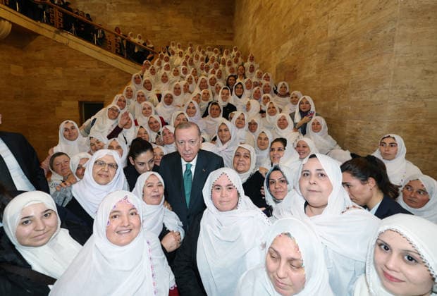 AK Party Group Meeting in Ankara ANKARA, TURKIYE - FEBRUARY 11: (----EDITORIAL USE ONLY - MANDATORY CREDIT - TURKISH PRESIDENCY MURAT CETINMUHURDAR HANDOUT - NO MARKETING NO ADVERTISING CAMPAIGNS - DISTRIBUTED AS A SERVICE TO CLIENTS----) Turkish President and Leader of the Justice and Development (AK) Party, Recep Tayyip Erdogan takes photo with Mihalgazi Mayor Zeynep Gunes and the women accompanying her to the group meeting after the AK Party Group Meeting at the Grand National Assembly of Turkiye in Ankara, capital of Turkiye, on February 11, 2026. TUR Presidency Murat Cetinmuhurdar Anadolu Ankara Turkey. Editorial use only. Please get in touch for any other usage.  Copyright: x2026xAnadoluxTURxPresidency MuratxCetinmuhurdarx