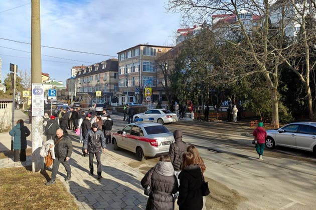 RUSSIA, KRASNODAR REGION - FEBRUARY 11, 2026: Police respond to a shooting in the lobby of the Anapa Industrial College in the Black Sea resort town of Anapa, one reported dead. Yakov Plotkin TASS  88529862