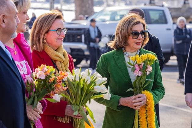 February 11, 2026, Washington, District Of Columbia, USA: Representative NANCY PELOSI waits outside the Capitol Building for the group of Buddhist monks to arrive from their 108 day journey walking from Fort Worth, Texas to the Nations Capitol for peace Washington USA  - ZUMAw218 20260211_znp_w218_007 Copyright: xRyanxWiramidjajax
