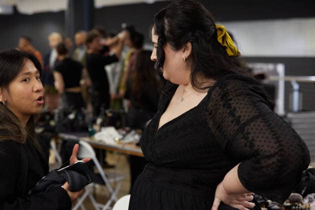 February 11, 2026, New York, New York, USA: Hair and makeup artists prepare looks backstage ahead of MenÃ¢â‚¬â ¢s Day FW26 presentations during New York Fashion Week in New York City. New York USA  - ZUMAs237 20260211_aap_s237_014 Copyright: xMarkxJ.xSullivanx