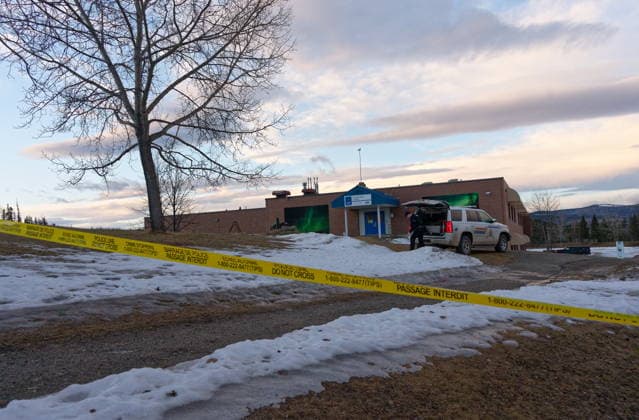 February 11, 2026, Tumbler Ridge, Bc, Canada: Police began putting tape out near the Tumbler Ridge Secondary School and surrounding buildings in Tumbler Ridge, B.C. on Wednesday, Feb. 11, 2026. Tumbler Ridge Canada  - ZUMAc35_ 20260211_zaf_c35_098 Copyright: xJessexBoilyx