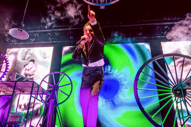 February 11, 2026, Manchester, United Kingdom: Mika (MICHAEL HOLBROOK PENNIMAN JR) performs on stage at the AO Arena, Manchester, UK, during his Spinning Out tour, delivering a flamboyant, high-energy set to a packed arena crowd. Manchester United Kingdom  - ZUMAp211 20260211_aap_p211_019 Copyright: xAndyxVonxPipx