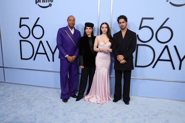 LOS ANGELES, CALIFORNIA - FEBRUARY 11 Karyn Usher, Dorian Missick, Karla Souza, Dove Cameron, Avan Jogia and Lisa Zwerling at the Los Angeles Premiere of Amazon MGM Studios Prime Original Series 56 Days at Hammer Museum on February 11, 2026 in Los Angeles, California Credit: USA - ZUMAa123 20260211_zaa_a123_059 Copyright: xAdMediax