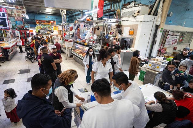 Mexico City launches measles vaccination campaign amid national outbreak MEXICO CITY, MEXICO - FEBRUARY 11: People wait in line to receive the measles vaccine during a mass vaccination campaign, at a market in Mexico City, Mexico on February 11, 2026. Mexico City launched an intensified measles vaccination campaign with fixed and mobile vaccination sites across the city as Mexico faces a major national outbreak that has surpassed 9,000 confirmed cases and left at least 28 people dead, amid a regional epidemiological alert issued by the Pan American Health Organization (PAHO). Daniel Cardenas Anadolu Mexico City Mexico. Editorial use only. Please get in touch for any other usage.  Copyright: x2026xAnadoluxDanielxCardenasx