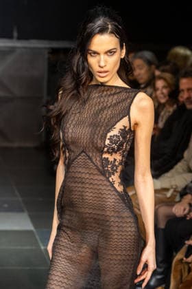 Frederick Anderson runway New York Fashion Week in New York, USA - 11 Feb 2026 A model walks the runway at the Frederick Anderson fashion show during New York Fashion Week at Nebula. New York United States Copyright: xRonxAdarx xSOPAxImagesx _radar_anderson_20260211_00245