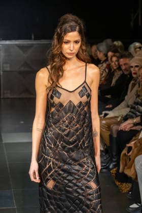 Frederick Anderson runway New York Fashion Week in New York, USA - 11 Feb 2026 A model walks the runway at the Frederick Anderson fashion show during New York Fashion Week at Nebula. New York United States Copyright: xRonxAdarx xSOPAxImagesx _radar_anderson_20260211_00342