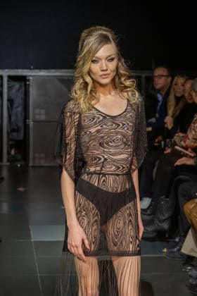 Frederick Anderson runway New York Fashion Week in New York, USA - 11 Feb 2026 A model walks the runway at the Frederick Anderson fashion show during New York Fashion Week at Nebula. New York United States Copyright: xRonxAdarx xSOPAxImagesx _radar_anderson_20260211_00406