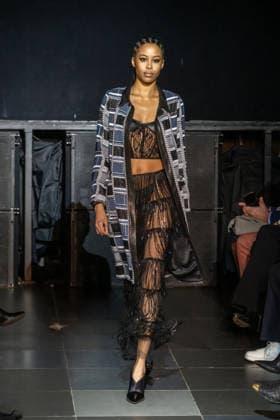 Frederick Anderson runway New York Fashion Week in New York, USA - 11 Feb 2026 A model walks the runway at the Frederick Anderson fashion show during New York Fashion Week at Nebula. New York United States Copyright: xRonxAdarx xSOPAxImagesx _radar_anderson_20260211_00421