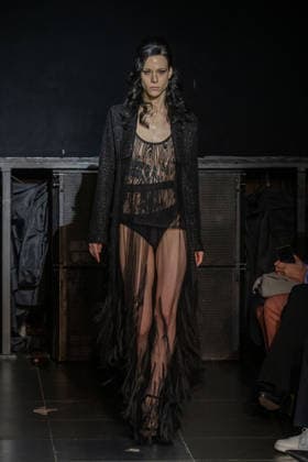 Frederick Anderson runway New York Fashion Week in New York, USA - 11 Feb 2026 A model walks the runway at the Frederick Anderson fashion show during New York Fashion Week at Nebula. New York United States Copyright: xRonxAdarx xSOPAxImagesx _radar_anderson_20260211_00485