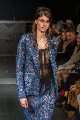 Frederick Anderson runway New York Fashion Week in New York, USA - 11 Feb 2026 A model walks the runway at the Frederick Anderson fashion show during New York Fashion Week at Nebula. New York United States Copyright: xRonxAdarx xSOPAxImagesx _radar_anderson_20260211_00521