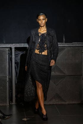 February 11, 2026, New York, United States: A model walks the runway at the Frederick Anderson fashion show during New York Fashion Week at Nebula. New York United States  - ZUMAs197 20260211_aaa_s197_462 Copyright: xRonxAdarx