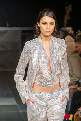 Frederick Anderson runway New York Fashion Week in New York, USA - 11 Feb 2026 A model walks the runway at the Frederick Anderson fashion show during New York Fashion Week at Nebula. New York United States Copyright: xRonxAdarx xSOPAxImagesx _radar_anderson_20260211_01015