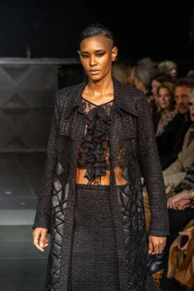 February 11, 2026, New York, United States: A model walks the runway at the Frederick Anderson fashion show during New York Fashion Week at Nebula. New York United States  - ZUMAs197 20260211_aaa_s197_468 Copyright: xRonxAdarx