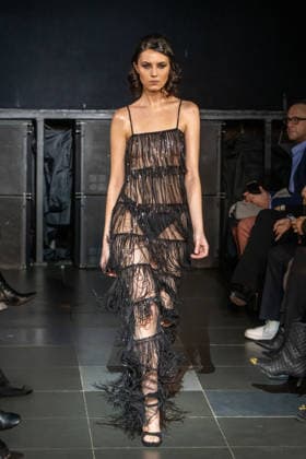 February 11, 2026, New York, United States: A model walks the runway at the Frederick Anderson fashion show during New York Fashion Week at Nebula. New York United States  - ZUMAs197 20260211_aaa_s197_499 Copyright: xRonxAdarx