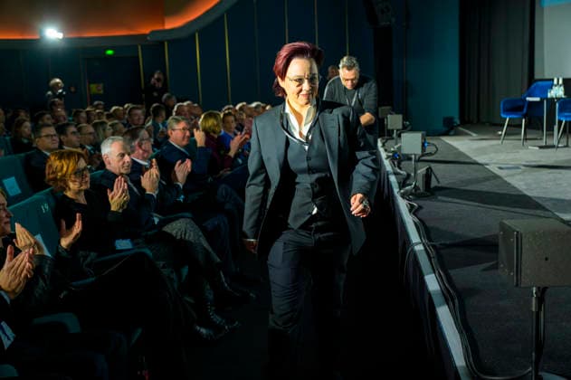 Michelle Müntefering EUR, Deutschland, Berlin. 12.02.2026: Rede von Michelle Müntefering, CEO und Sprecherin des Gesamtvorstands der Produktionsallianz. Unter dem Motto Gemeinsam stärker: Deutschlands Filmwirtschaft im internationalen Wettbewerb bringt der Deutsche Produzententag 2026 vor Eröffnung der Berlinale zentrale Akteurinnen und Akteure der nationalen und internationalen Filmwirtschaft zusammen.