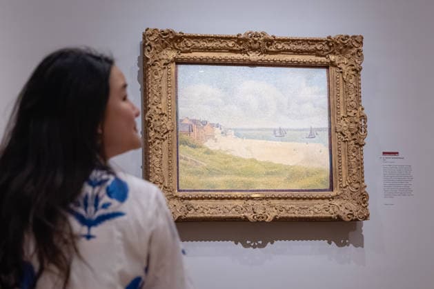 George Seurat Seurat and the Sea exhibition at the Courtauld Gallery in London, UK 12 February 2026 Le Crotoy, Downstream by Georges Seurat on display at The Courtauld Gallery in London, UK, on 12 February 2026, as part of the exhibition Seurat and the Sea, devoted to the artist™s seascapes., Credit:Pete Speller Avalon  Copyright: xPetexSpellerx xAvalonx 1074376501