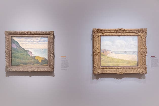 George Seurat Seurat and the Sea exhibition at the Courtauld Gallery in London, UK 12 February 2026 Seascape at Port-en-Bessin, Normandy and Le Crotoy, Downstream by Georges Seurat are displayed at The Courtauld Gallery in London, UK, on 12 February 2026, as part of the exhibition Seurat and the Sea, devoted to the artist™s seascapes., Credit:Pete Speller Avalon  Copyright: xPetexSpellerx xAvalonx 1074376662