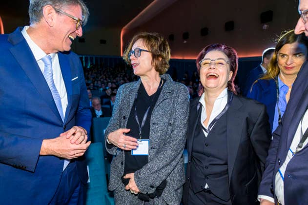 Weimer + de Mardt + Münferering EUR, Deutschland, Berlin. 12.02.2026: Staatsminister Wolfram Weimer, Beauftragter der Bundesregierung für Kultur und Medien, Sabine de Mardt - Filmproduzentin und GF der Gaumont GmbH und Michelle Müntefering, CEO und Sprecherin des Gesamtvorstands der Produktionsallianz. Deutschen Produzententag 2026 in Berlin. Unter dem Motto Gemeinsam stärker: Deutschlands Filmwirtschaft im internationalen Wettbewerb bringt der Deutsche Produzententag 2026 vor Eröffnung der Berlinale zentrale Akteurinnen und Akteure der nationalen und internationalen Filmwirtschaft zusammen.