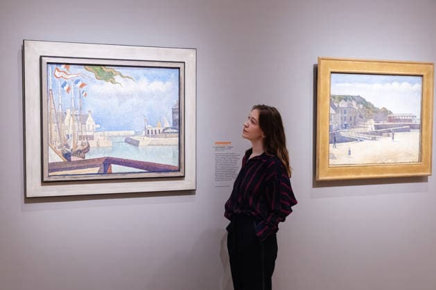 George Seurat Seurat and the Sea exhibition at the Courtauld Gallery in London, UK 12 February 2026 Port-en-Bessin, a Sunday and Port-en-Bessin by Georges Seurat are displayed at The Courtauld Gallery in London, UK, on 12 February 2026, as part of the exhibition Seurat and the Sea, devoted to the artist™s seascapes., Credit:Pete Speller Avalon  Copyright: xPetexSpellerx xAvalonx 1074378012