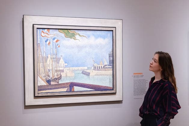 George Seurat Seurat and the Sea exhibition at the Courtauld Gallery in London, UK 12 February 2026 a Sunday and Port-en-Bessin by Georges Seurat on display at The Courtauld Gallery in London, UK, on 12 February 2026, as part of the exhibition Seurat and the Sea, devoted to the artist™s seascapes., Credit:Pete Speller Avalon  Copyright: xPetexSpellerx xAvalonx 1074378029