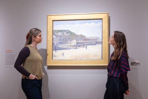 George Seurat Seurat and the Sea exhibition at the Courtauld Gallery in London, UK 12 February 2026 Port-en-Bessin by Georges Seurat on display at The Courtauld Gallery in London, UK, on 12 February 2026, as part of the exhibition Seurat and the Sea, devoted to the artist™s seascapes., Credit:Pete Speller Avalon  Copyright: xPetexSpellerx xAvalonx 1074378069