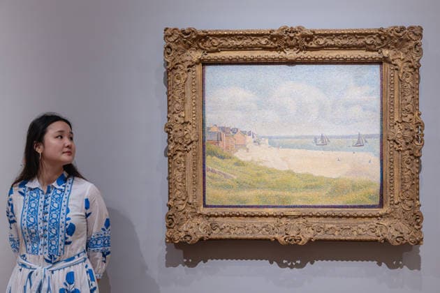 George Seurat Seurat and the Sea exhibition at the Courtauld Gallery in London, UK 12 February 2026 Le Crotoy, Downstream by Georges Seurat on display at The Courtauld Gallery in London, UK, on 12 February 2026, as part of the exhibition Seurat and the Sea, devoted to the artist™s seascapes., Credit:Pete Speller Avalon  Copyright: xPetexSpellerx xAvalonx 1074385759