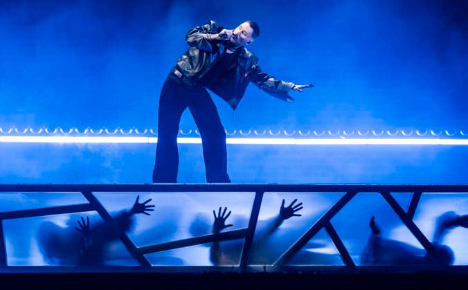 KRISTIANSTAD 2026 02 12 Patrik Jean performs the entry Dusk till Dawn at the rehearsals in Kristianstad Arena on Thursday for round 3 of Melodifestivalen 2026 KRISTIANSTAD SWEDEN x50090x  Copyright: xJohanxNilssonx xTTx MELODIFESTIVALEN 2026 KRISTIANSTAD A6OcU8T1zJQ